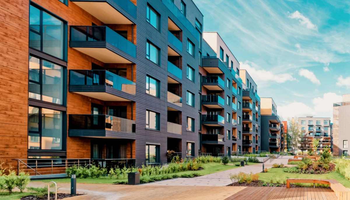 Modern apartment building complex representing comprehensive apartment building insurance coverage for multi-unit residential properties